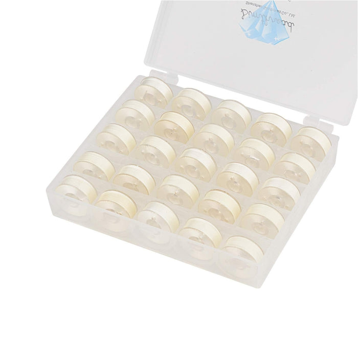 Simthread 25pcs Size L / SA155 Pastic Sided Prewound Bobbins Thread 60wt - Simthread - High Quality Machine Embroidery Thread Supplier