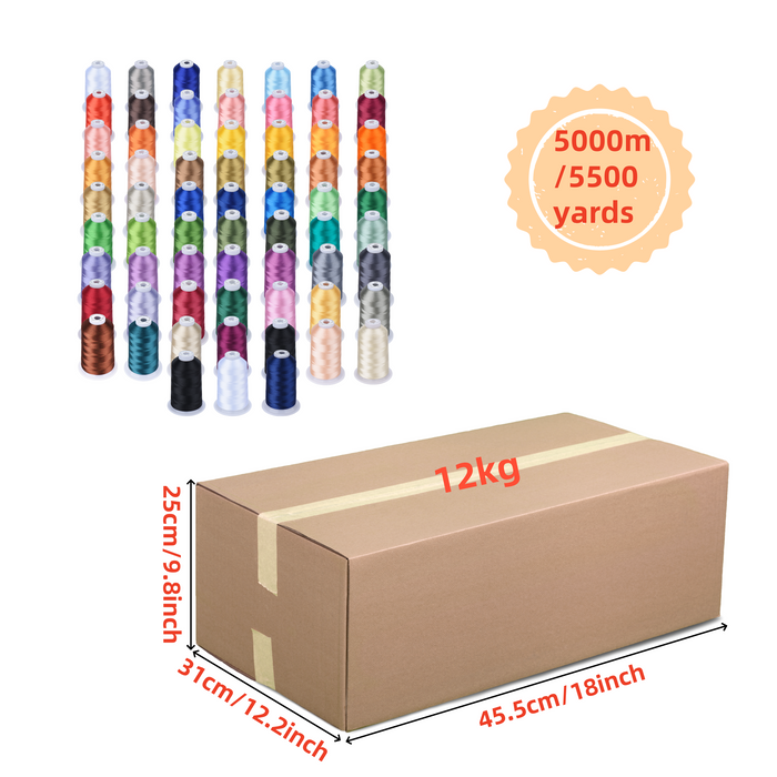 Simthread 63 Colors 5000M Huge Spool Embroidery Thread Set - Simthread - High Quality Machine Embroidery Thread Supplier