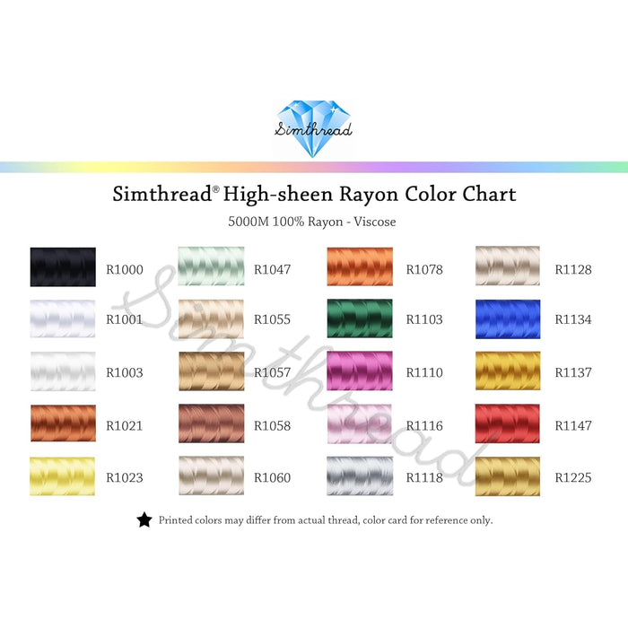 Simthread Vibrant Rayon Viscose 40wt Embroidery Thread 20 Colors 1000m Set - Simthread - High Quality Machine Embroidery Thread Supplier