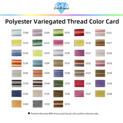 Simthread Vibrant Variegated Polyester Embroidery Thread Single Spool - 1000M - 38 Unique Colors - Simthread - High Quality Machine Embroidery Thread Supplier