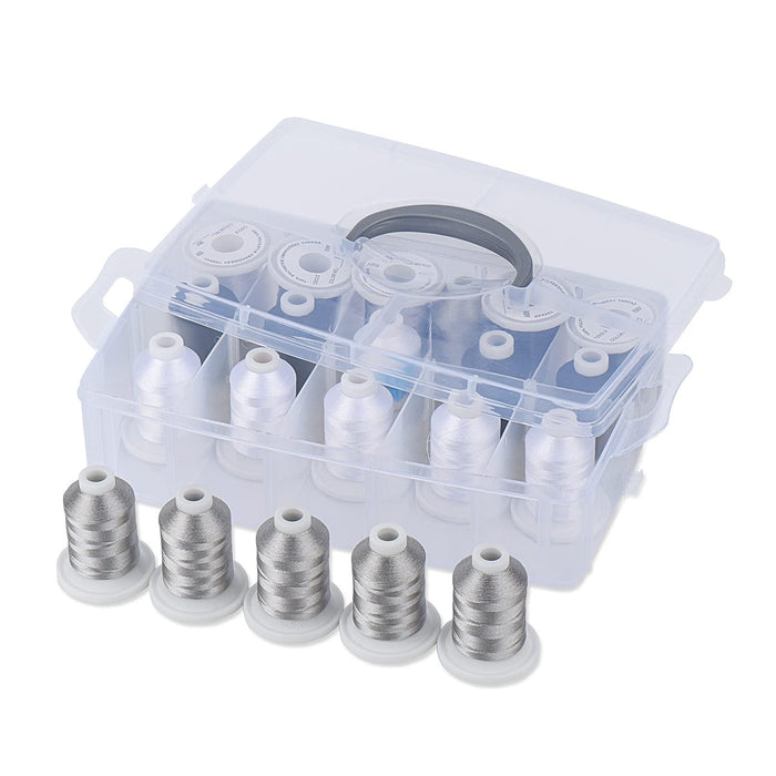 21 Spools Black White and Silver Embroidery Machine Thread Simthread LLC