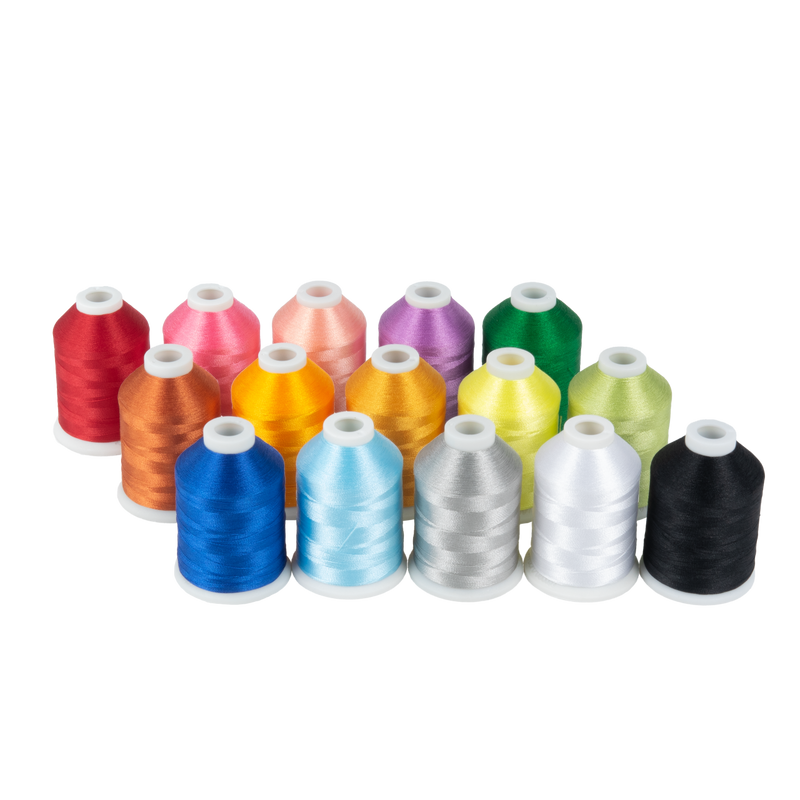 Simthread 15 Spools 40WT Polyester Embroidery Thread Set 1000M - Multi Color Collections