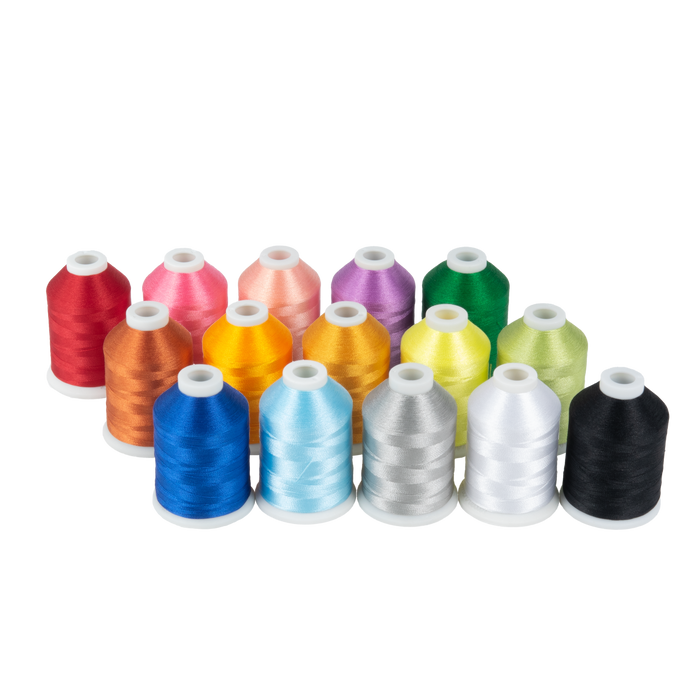 Simthread 15 Spools 40WT Polyester Embroidery Thread Set 1000M - Multi Color Collections