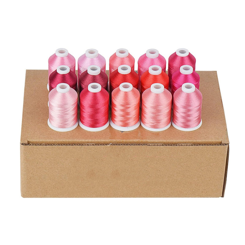 Simthread 15 Spools 40WT Polyester Embroidery Thread Set 1000M - Multi Color Collections