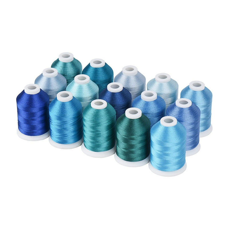 Simthread 15 Spools 40WT Polyester Embroidery Thread Set 1000M - Multi Color Collections