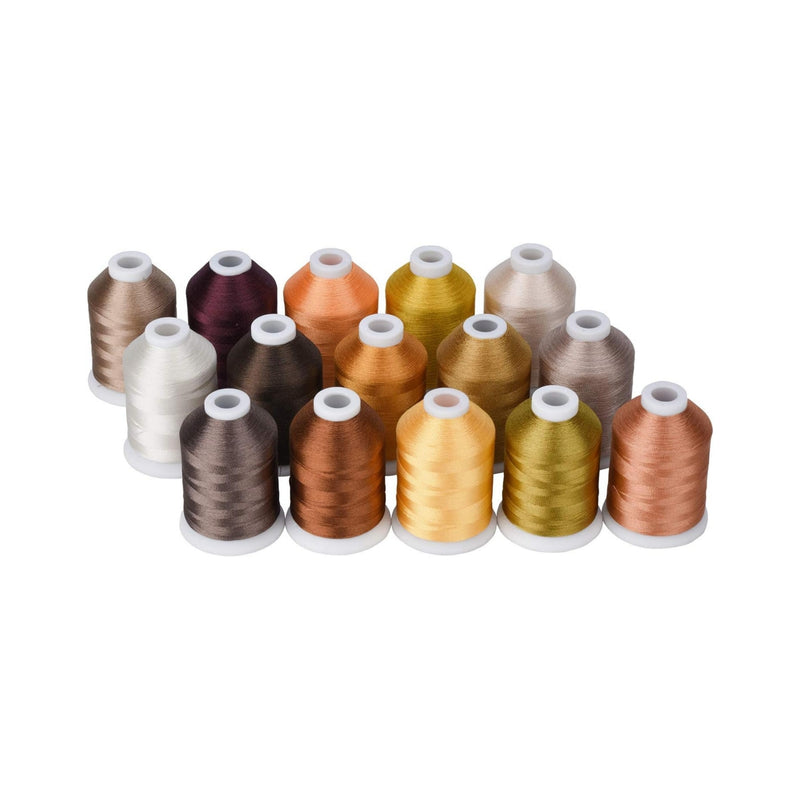 Simthread 15 Spools 40WT Polyester Embroidery Thread Set 1000M - Multi Color Collections