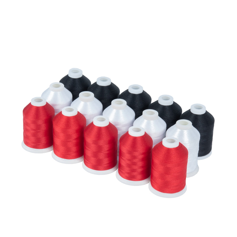 Simthread 15 Spools 40WT Polyester Embroidery Thread Set 1000M - Multi Color Collections