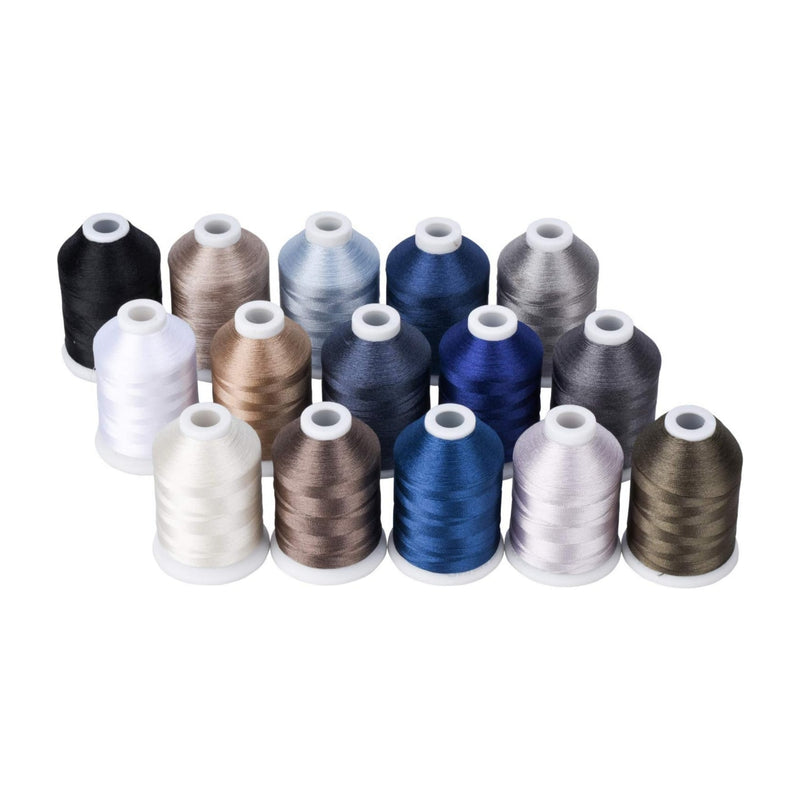 Simthread 15 Spools 40WT Polyester Embroidery Thread Set 1000M - Multi Color Collections