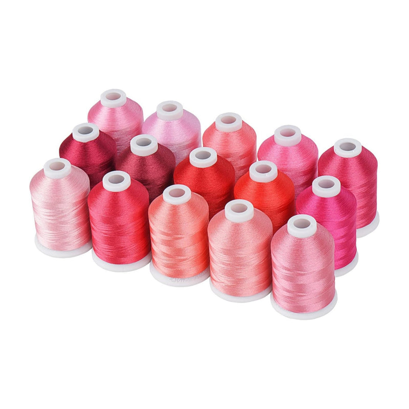 Simthread 15 Spools 40WT Polyester Embroidery Thread Set 1000M - Multi Color Collections