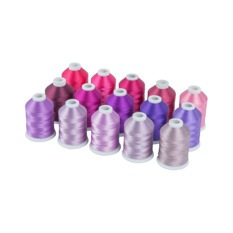 Simthread 15 Spools 40WT Polyester Embroidery Thread Set 1000M - Multi Color Collections