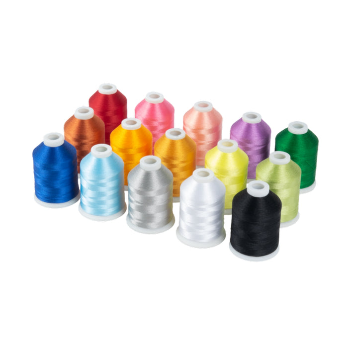 Simthread 15 Spools 40WT Polyester Embroidery Thread Set 1000M - Multi Color Collections
