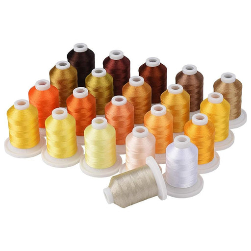 21 Spools Brown & Gold Embroidery Thread 800Y - Simthread - High Quality Machine Embroidery Thread Supplier