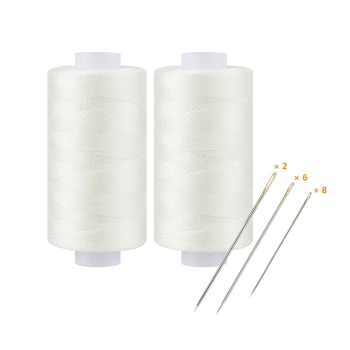Simthread Black & White 400 Yards 30wt Corespun All Purpose Sewing Thread Set with Hand Needles