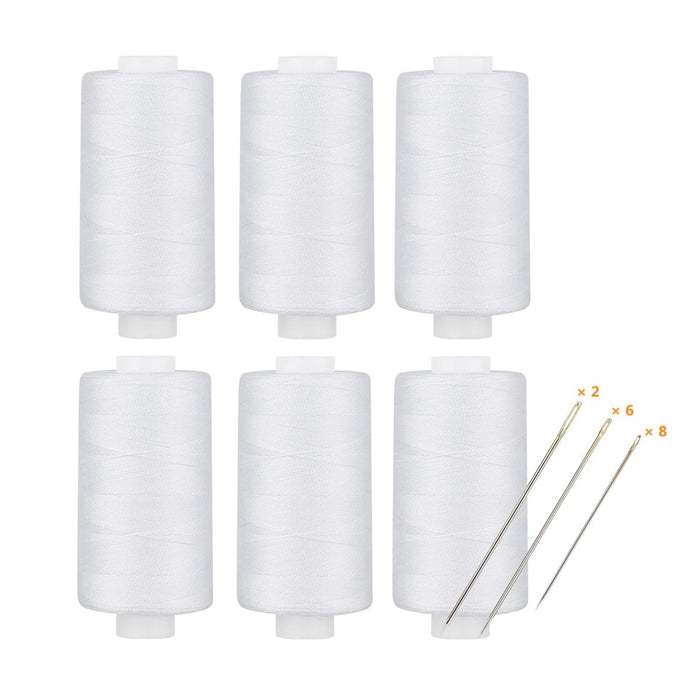 Simthread Black & White 400 Yards 30wt Corespun All Purpose Sewing Thread Set with Hand Needles