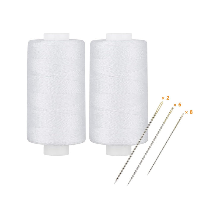 Simthread Black & White 400 Yards 30wt Corespun All Purpose Sewing Thread Set with Hand Needles