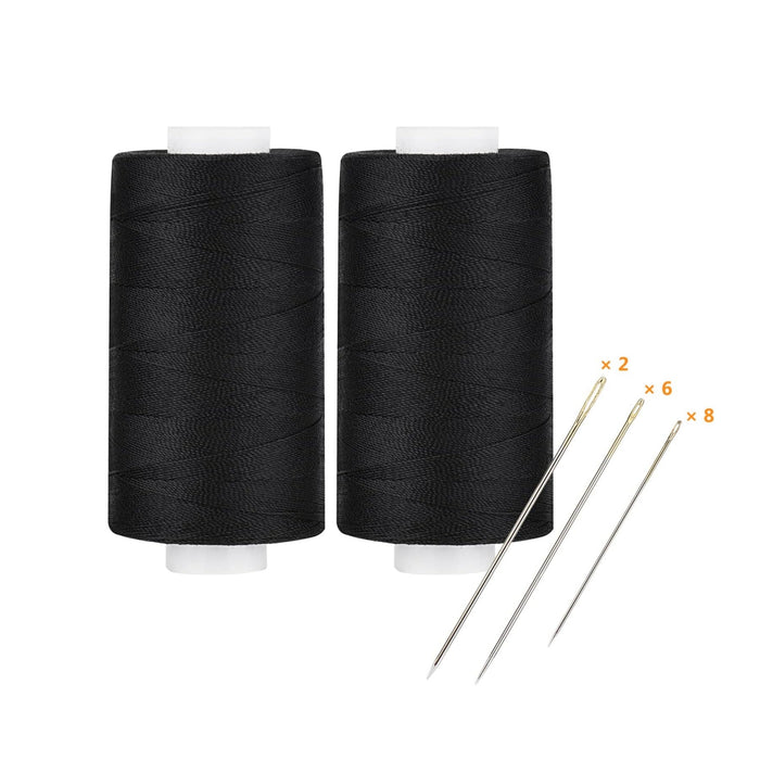 Simthread Black & White 400 Yards 30wt Corespun All Purpose Sewing Thread Set with Hand Needles