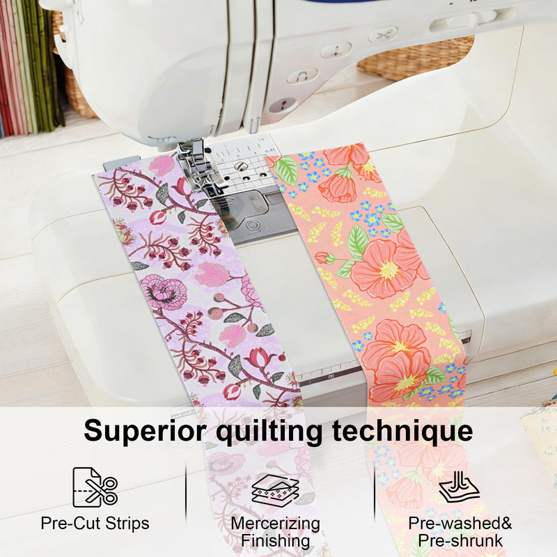 ShinyStitch-100% US Cotton Jelly Roll Fabric Precut Strips 40 Strips 2.5" x 44" for Quilting, Crafting, and Sewing