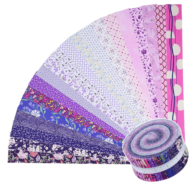ShinyStitch-100% US Cotton Jelly Roll Fabric Precut Strips 40 Strips 2.5" x 44" for Quilting, Crafting, and Sewing