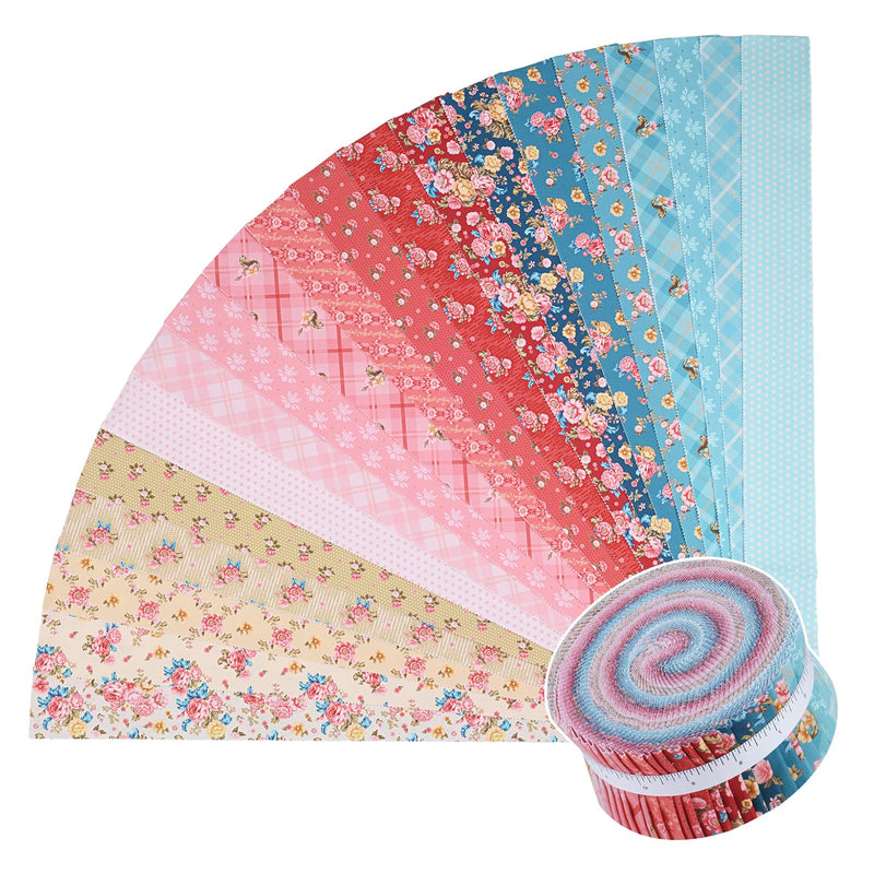 ShinyStitch-100% US Cotton Jelly Roll Fabric Precut Strips 40 Strips 2.5" x 44" for Quilting, Crafting, and Sewing