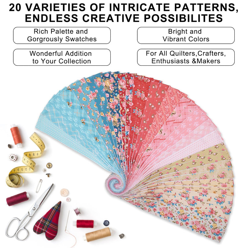 ShinyStitch-100% US Cotton Jelly Roll Fabric Precut Strips 40 Strips 2.5" x 44" for Quilting, Crafting, and Sewing