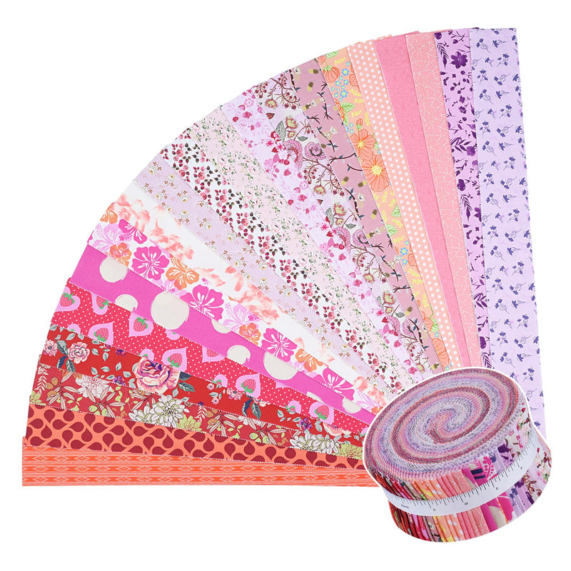 ShinyStitch-100% US Cotton Jelly Roll Fabric Precut Strips 40 Strips 2.5" x 44" for Quilting, Crafting, and Sewing