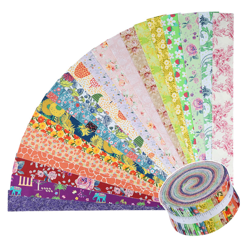 ShinyStitch-100% US Cotton Jelly Roll Fabric Precut Strips 40 Strips 2.5" x 44" for Quilting, Crafting, and Sewing