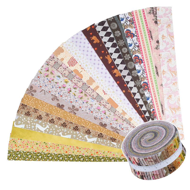 ShinyStitch-100% US Cotton Jelly Roll Fabric Precut Strips 40 Strips 2.5" x 44" for Quilting, Crafting, and Sewing