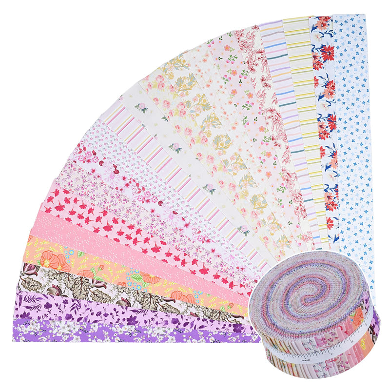 ShinyStitch-100% US Cotton Jelly Roll Fabric Precut Strips 40 Strips 2.5" x 44" for Quilting, Crafting, and Sewing