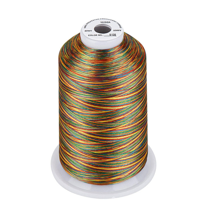 Simthread Vibrant Variegated Polyester Embroidery Thread Single Spool - 5000M - 37 Unique Colors