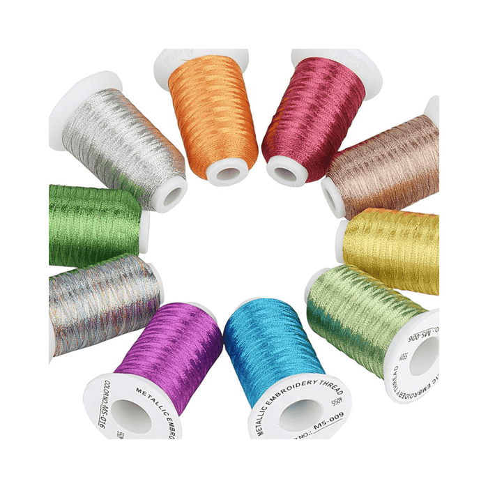 Simthread 10 Essential Colors Metallic Embroidery Thread Kit 500M - Simthread - High Quality Machine Embroidery Thread Supplier