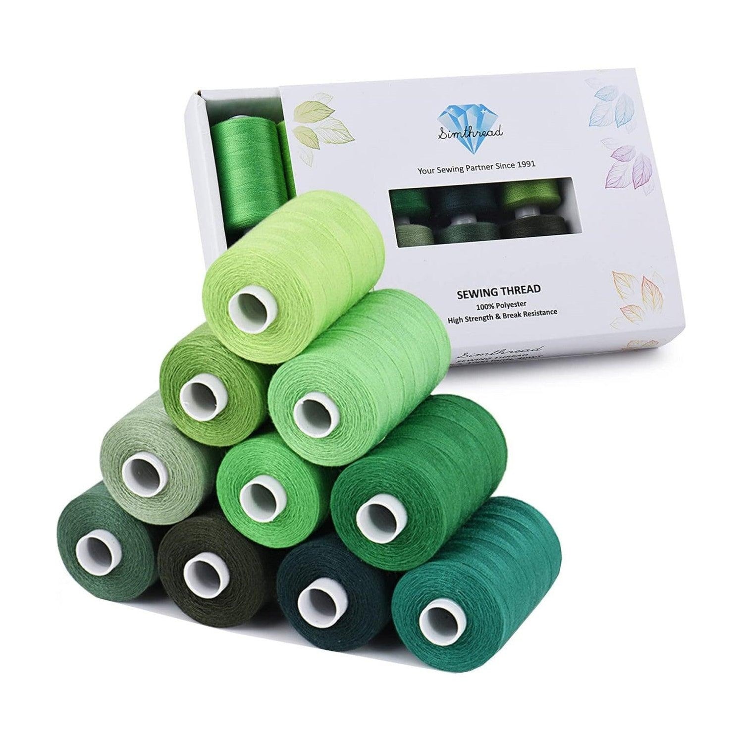 Simthread 10 Spools 1000 Yards 40wt Polyester All Purpose Sewing Threa ...