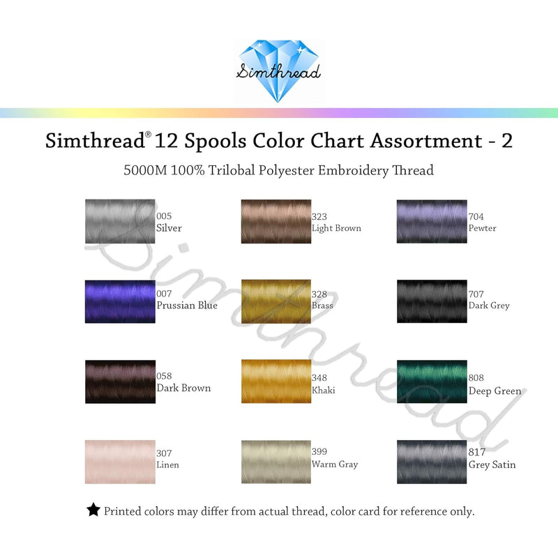 Simthread 12 Colors 40wt Embroidery Thread Set - 5000M - Simthread - High Quality Machine Embroidery Thread Supplier