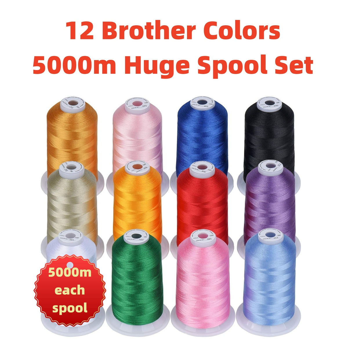 Simthread 12 Colors 40wt Embroidery Thread Set - 5000M — Simthread ...