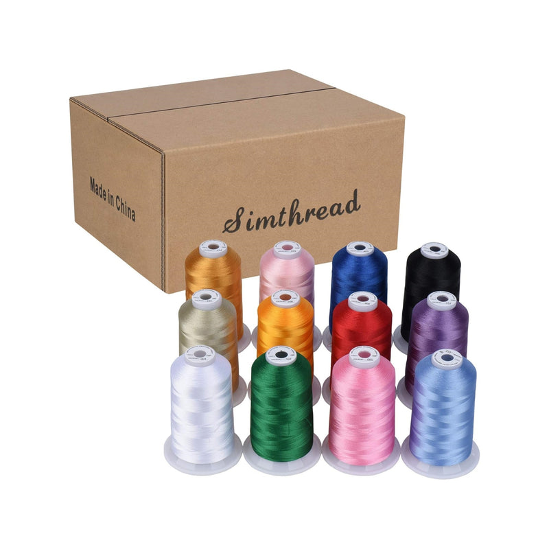 Simthread 12 Colors 40wt Embroidery Thread Set - 5000M - Simthread - High Quality Machine Embroidery Thread Supplier