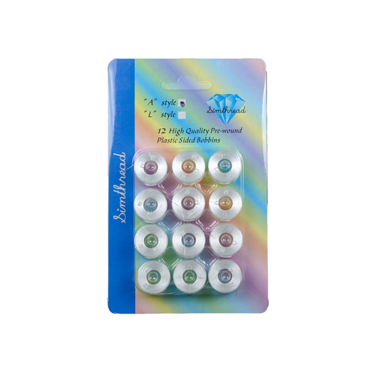 Simthread 12pcs Size A / Class 15 Plastic Sided Prewound Bobbins Thread - Simthread - High Quality Machine Embroidery Thread Supplier
