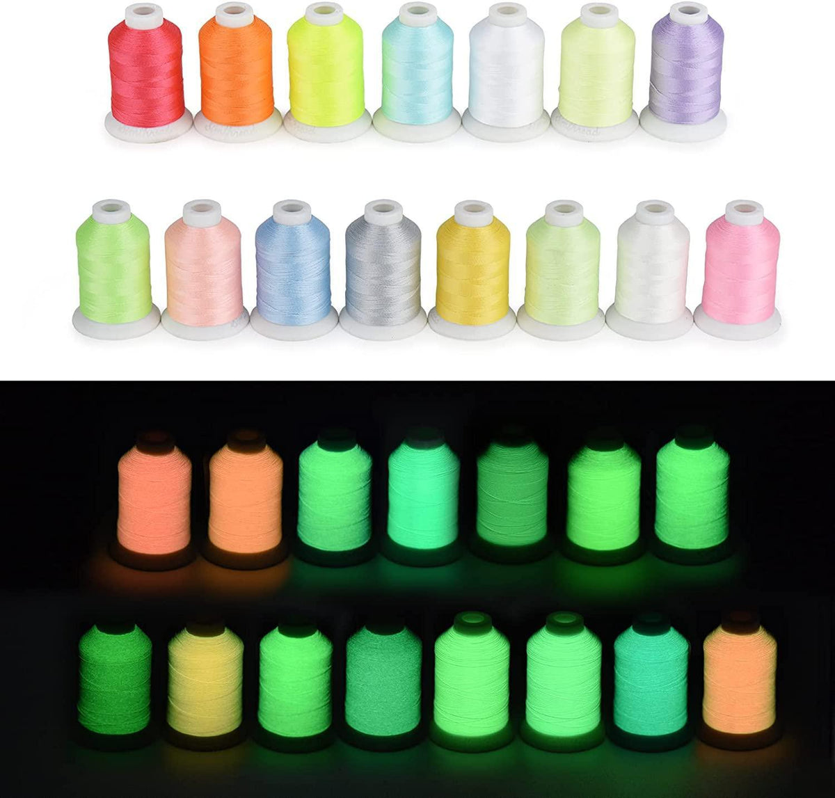 Simthread 15 Colors Luminous Embroidery Thread - 500M - Sold Separatel ...