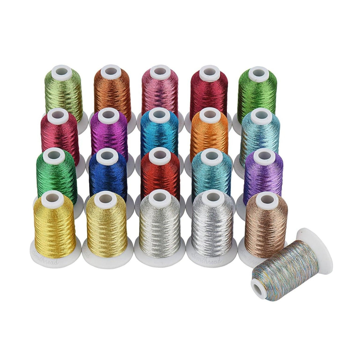 Simthread 21 Assorted Colors Metallic Embroidery Machine Thread Kit 50