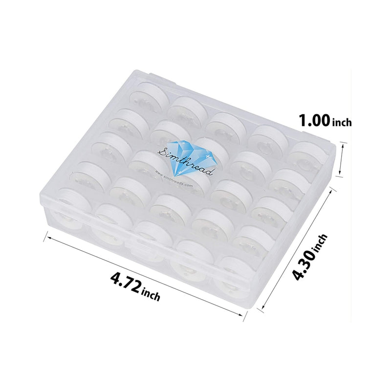 Simthread 25pcs Size L / SA 155 Plastic Sided Prewound Bobbins Thread 90wt Cotton Feel - Simthread - High Quality Machine Embroidery Thread Supplier