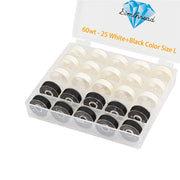 Simthread 25pcs Size L / SA155 Pastic Sided Prewound Bobbins Thread 60wt - Simthread - High Quality Machine Embroidery Thread Supplier