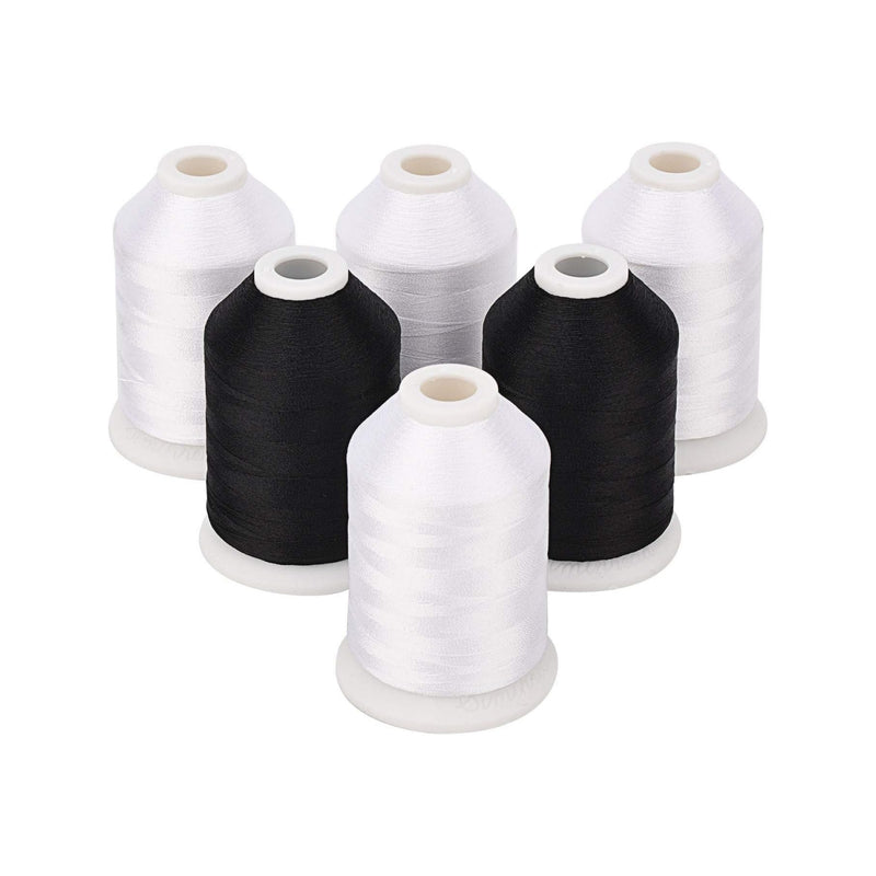 Simthread 6 Black & White 1500M Spools 60wt Bobbin Fill Thread - Simthread - High Quality Machine Embroidery Thread Supplier