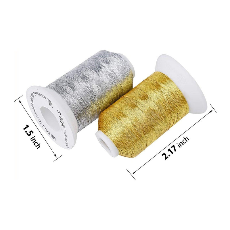 Simthread 6 Pcs Silver & Gold Colors Metallic Embroidery Thread - Simthread - High Quality Machine Embroidery Thread Supplier