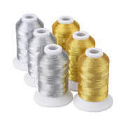 Simthread 6 Pcs Silver & Gold Colors Metallic Embroidery Thread - Simthread - High Quality Machine Embroidery Thread Supplier