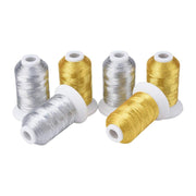 Simthread 6 Pcs Silver & Gold Colors Metallic Embroidery Thread - Simthread - High Quality Machine Embroidery Thread Supplier