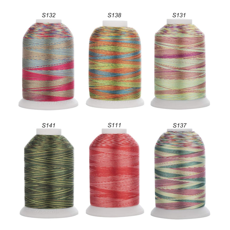 Simthread 6 Variegated Colors Embroidery Thread Kit - 1000M - Simthread - High Quality Machine Embroidery Thread Supplier