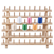Simthread 60 Spools Wooden Thread Stand Organizer with Hanging Hooks - Simthread - High Quality Machine Embroidery Thread Supplier