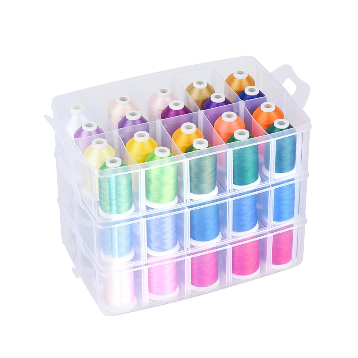 63 COLORS POLYESTER EMBROIDERY THREAD KIT PLASTIC BOX-550/1100YARDS ...