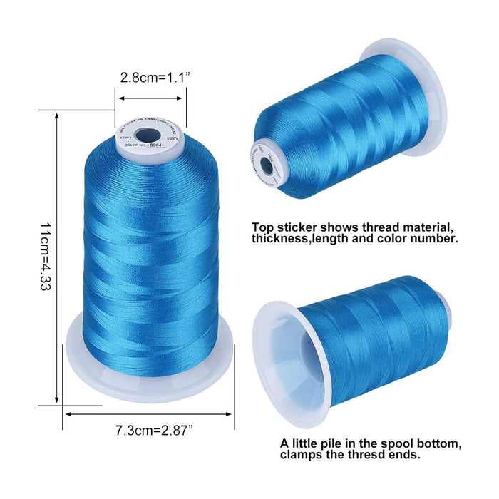 3/mo - Finance Simthread - 33 Selections - Various Assorted Color Packs Of Polyester Embroidery Machine Thread Huge Spool 5500y For All Purpose Sewing Embroidery Machines Essential Color 1