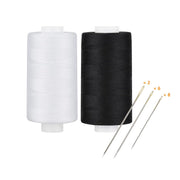 Simthread Black & White 400 Yards 30wt Corespun All Purpose Sewing Thread Set with Hand Needles - Simthread - High Quality Machine Embroidery Thread Supplier