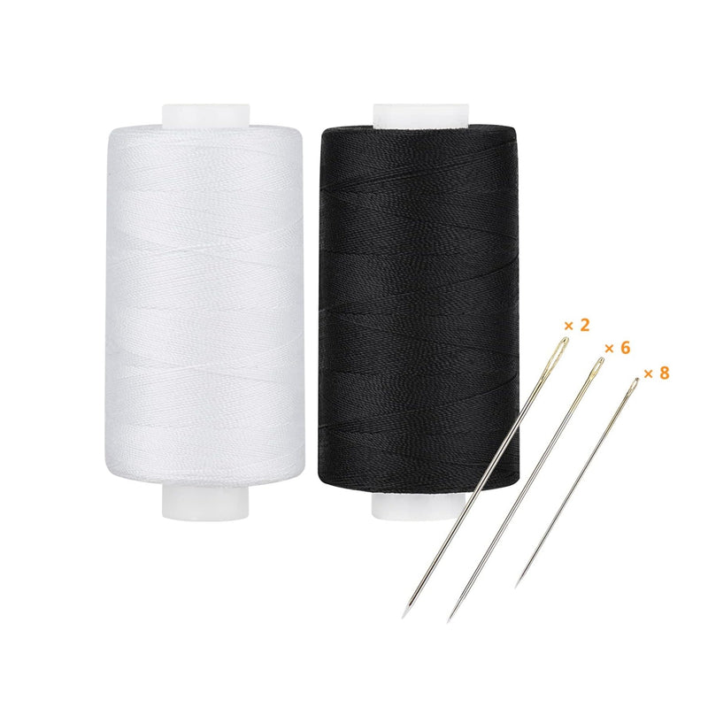 Simthread Black & White 400 Yards 30wt Corespun All Purpose Sewing Thread Set with Hand Needles - Simthread - High Quality Machine Embroidery Thread Supplier