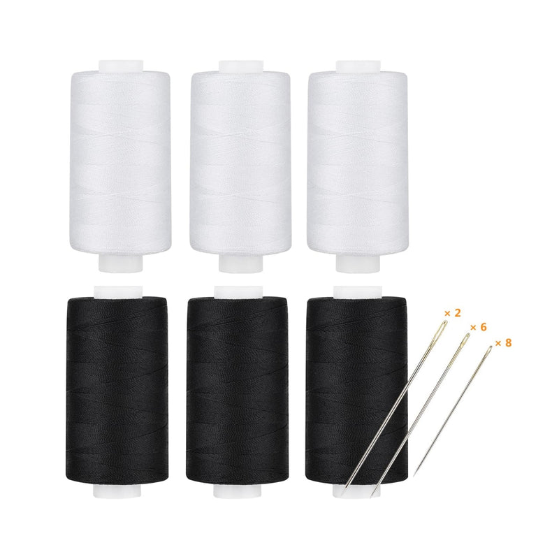 Simthread Black & White 400 Yards 30wt Corespun All Purpose Sewing Thread Set with Hand Needles - Simthread - High Quality Machine Embroidery Thread Supplier